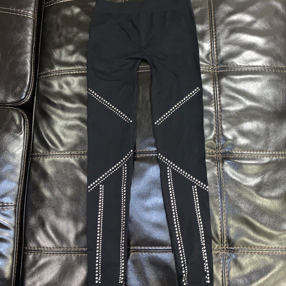 Gently used black studded leggings